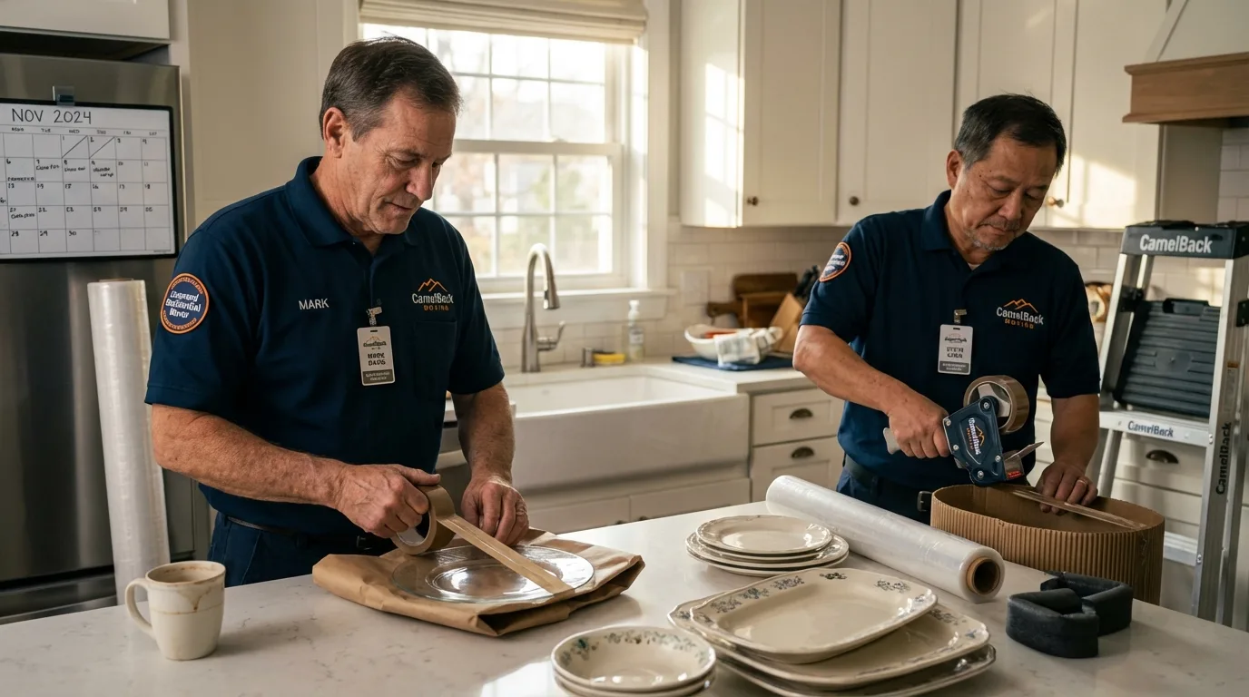Professional crew packing kitchen dishware in El Paso, TX